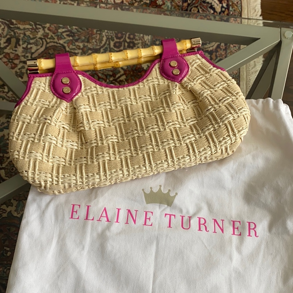 Woven mini bag with pink details